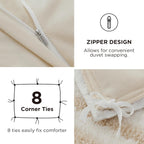 Bedsure Sherpa Fleece Duvet Cover Set - Ultra Soft Plush Shaggy Fluffy Comforter Cover Queen Size, Warm Flannel Fleece Bed Sets for Winter, 1 Duvet Cover & 2 Pillow Shams, Striped Pattern, Beige - Grand Goldman