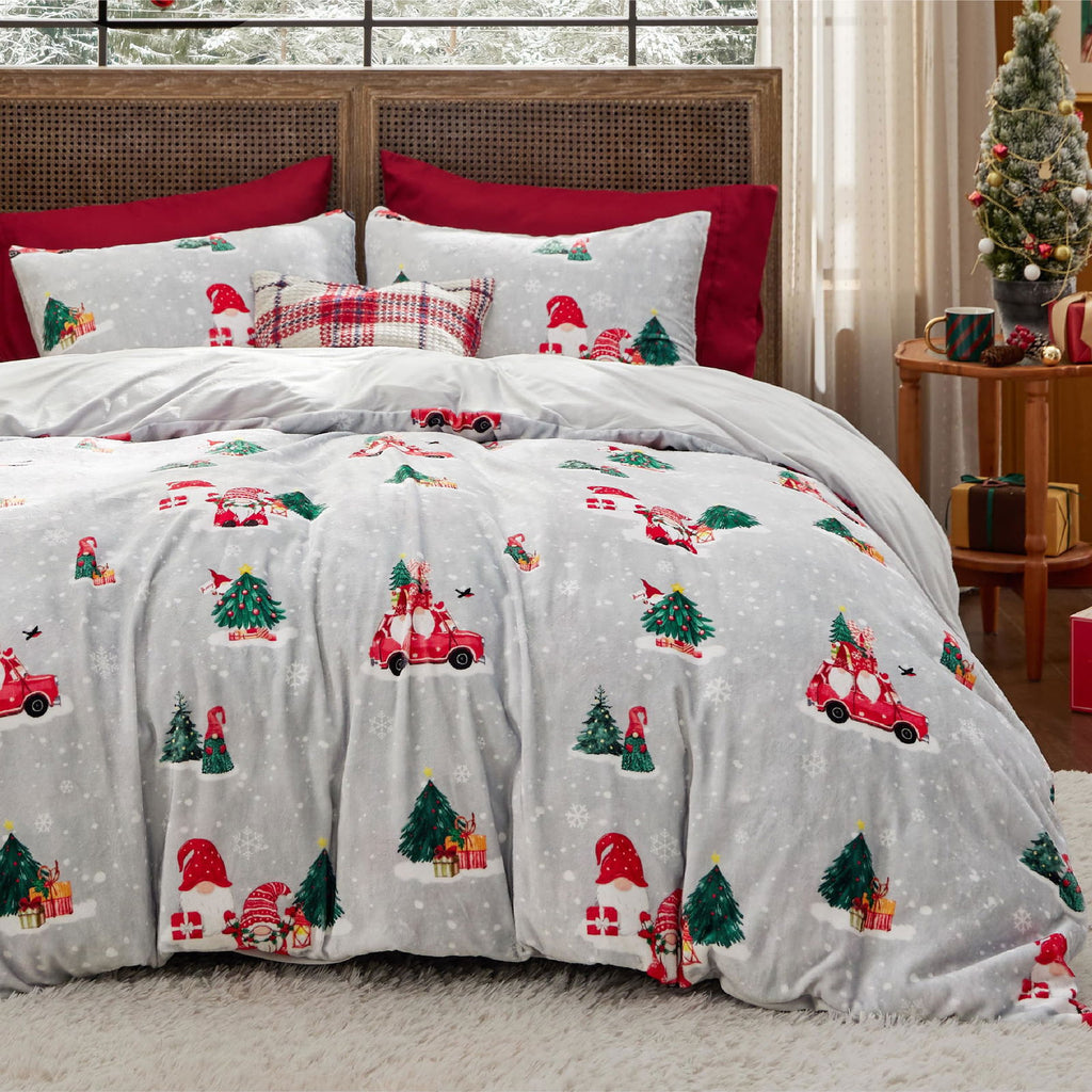 Bedsure Sherpa Fleece Duvet Cover Set - Ultra Soft Plush Shaggy Fluffy Comforter Cover Queen Size, Warm Flannel Fleece Bed Sets for Winter, 1 Duvet Cover & 2 Pillow Shams, Striped Pattern, Beige - Grand Goldman