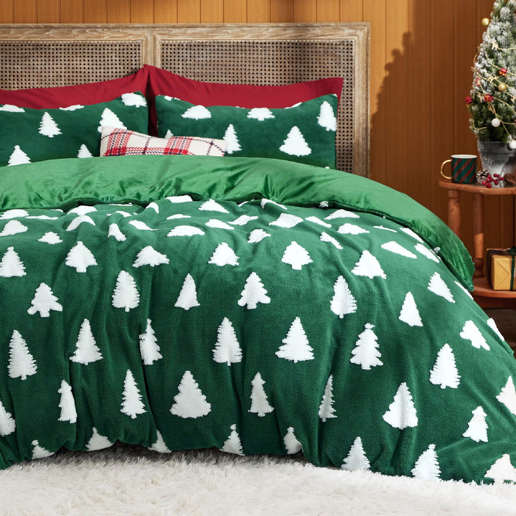 Bedsure Sherpa Fleece Duvet Cover Set - Ultra Soft Plush Shaggy Fluffy Comforter Cover Queen Size, Warm Flannel Fleece Bed Sets for Winter, 1 Duvet Cover & 2 Pillow Shams, Striped Pattern, Beige - Grand Goldman