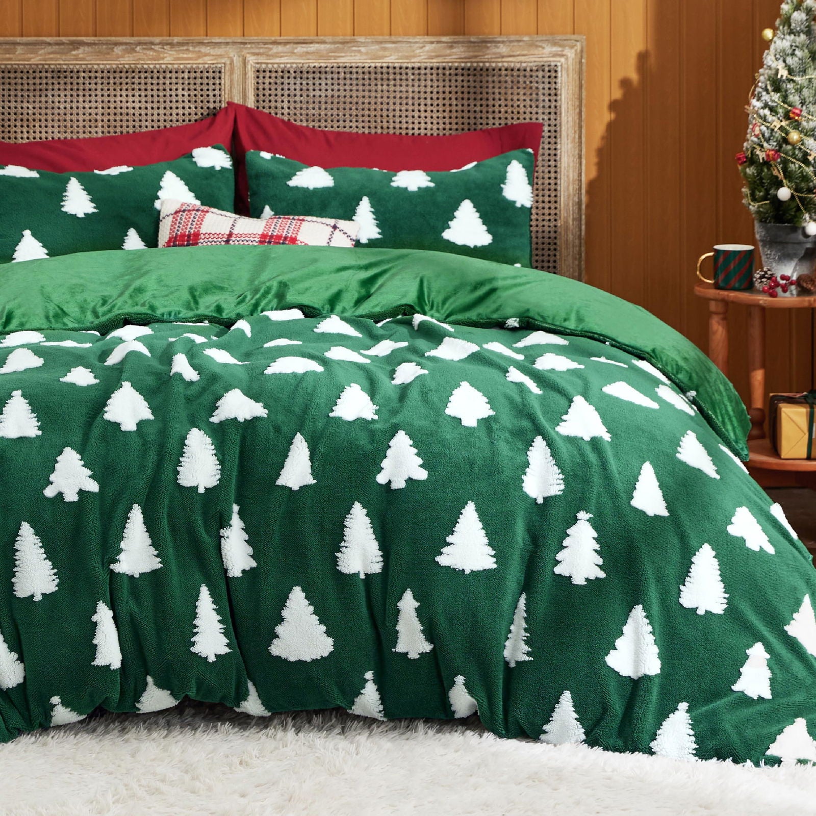 Bedsure Sherpa Fleece Duvet Cover Set - Ultra Soft Plush Shaggy Fluffy Comforter Cover Queen Size, Warm Flannel Fleece Bed Sets for Winter, 1 Duvet Cover & 2 Pillow Shams, Striped Pattern, Beige - Grand Goldman