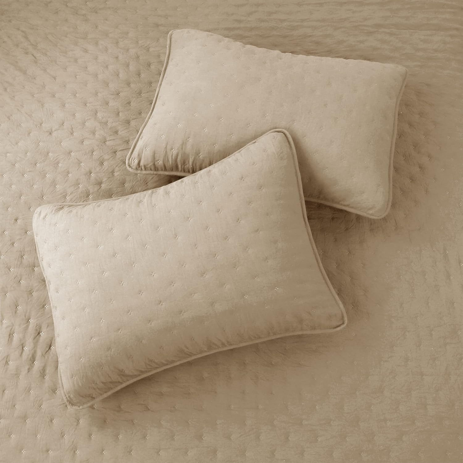 Beige Queen Size Quilt Bedding Sets with Pillow Shams, Lightweight Soft Bedspread Coverlet, Quilted Blanket Thin Comforter Bed Cover, All Season Summer Spring, 3 Pieces, 90x90 inches, Tan Cream - Grand Goldman