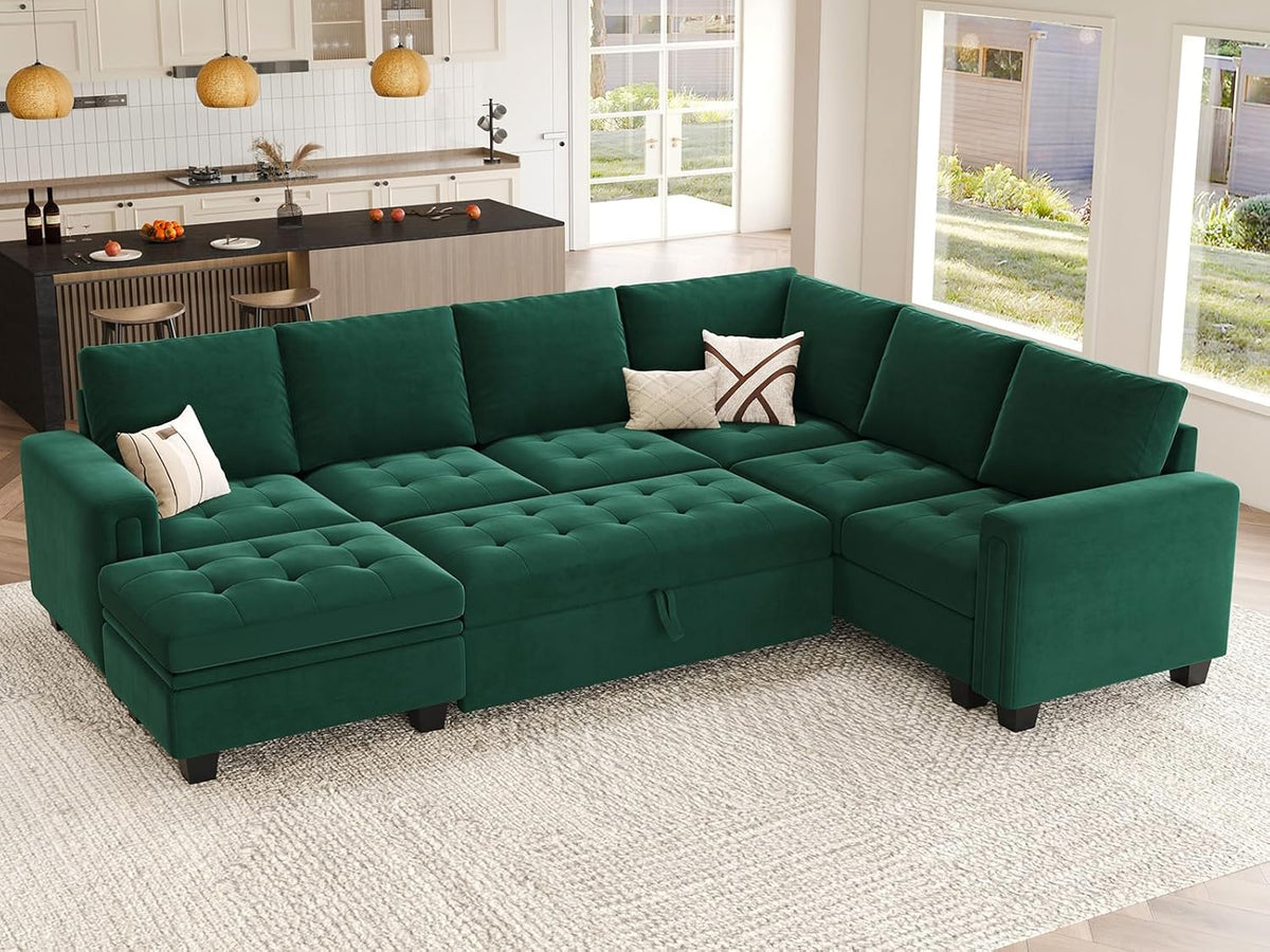 Belffin Modular Sectional Sleeper Sofa with Pull Out Bed U Shaped Sect ...