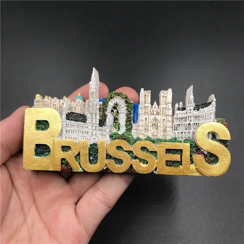 Belgium Barcelona 3D Fridge Magnet Souvenir Krakow Hungarian Dubai Egypt Italy Spain Dresden Brussels Rome Cleopatra Craft Decor - Grand Goldman