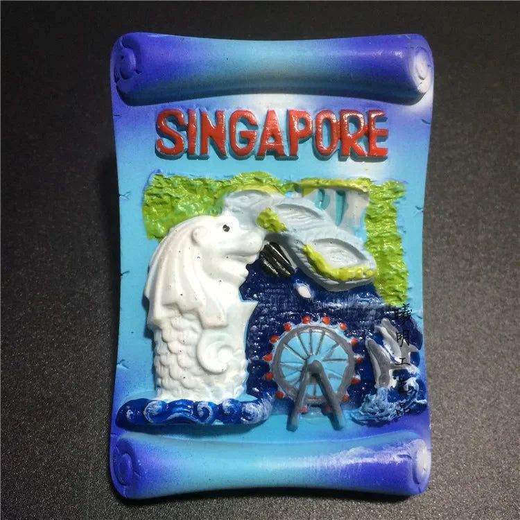 Belgium Brussels Fridge Magnets Singapore Landscape 3D Resin Refrigerator Magnetic Sticker Home Decoration Gifts - Grand Goldman