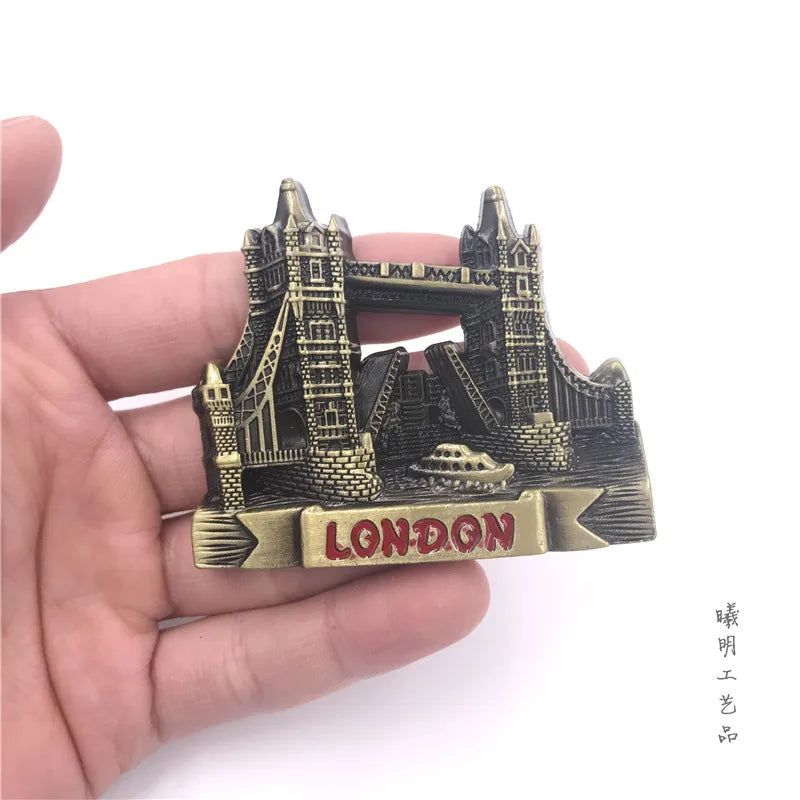 Belgium Fridge Magnet Decor France USA British Italy Dubai India Israel 3D Metal Fridge Magnets Tourist Magnets Souvenir Gifts - Grand Goldman
