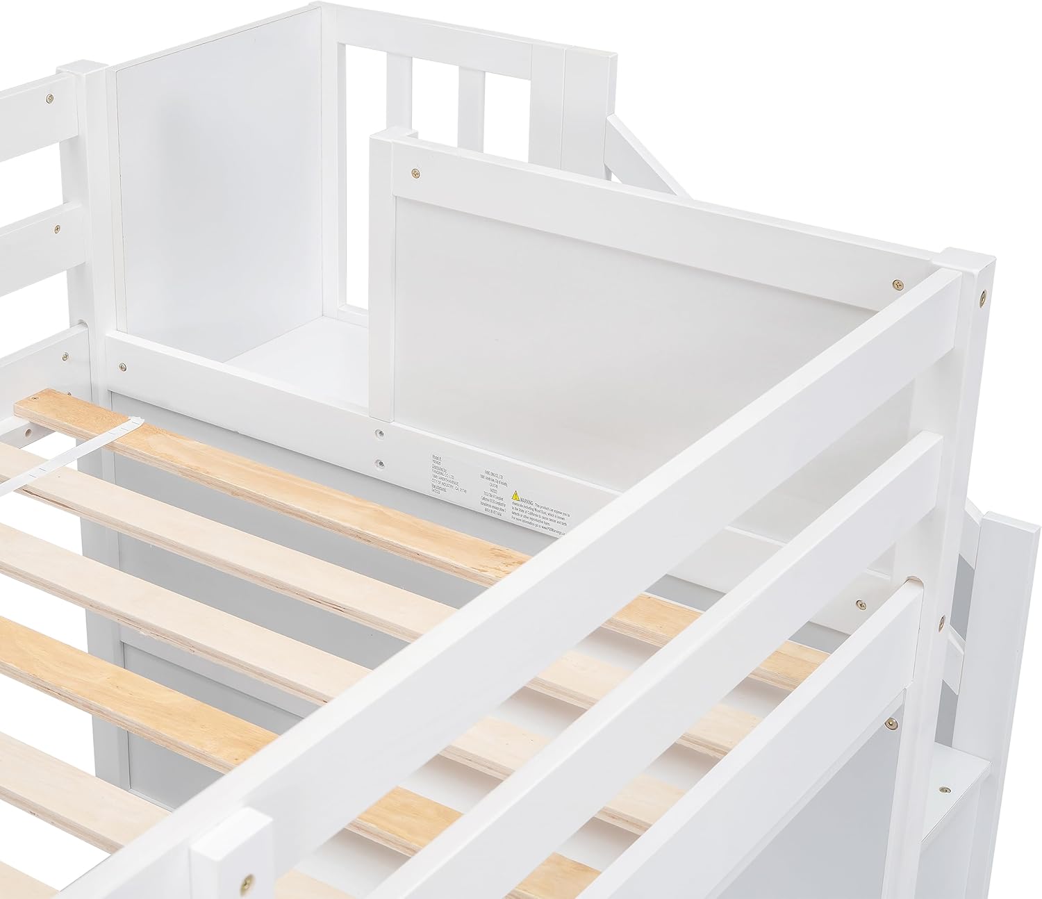 Bellemave Twin Size Low loft Bed for Kids,Wood Loft Beds,Modern Farmhouse Twin loft Bed,Loft Bed with Desk and Storage, No Box Spring Needed,for Kids,White - Grand Goldman