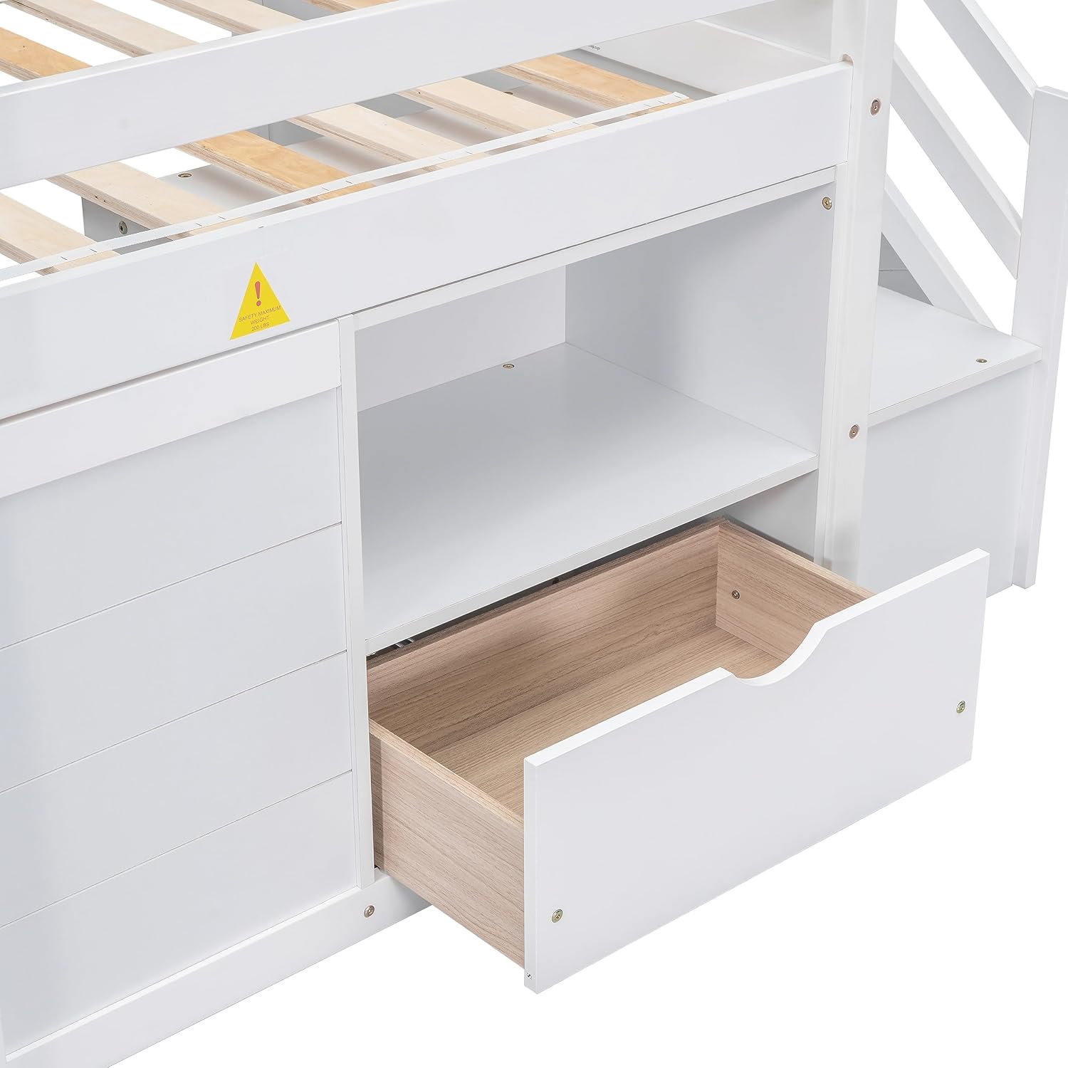 Bellemave Twin Size Low loft Bed for Kids,Wood Loft Beds,Modern Farmhouse Twin loft Bed,Loft Bed with Desk and Storage, No Box Spring Needed,for Kids,White - Grand Goldman