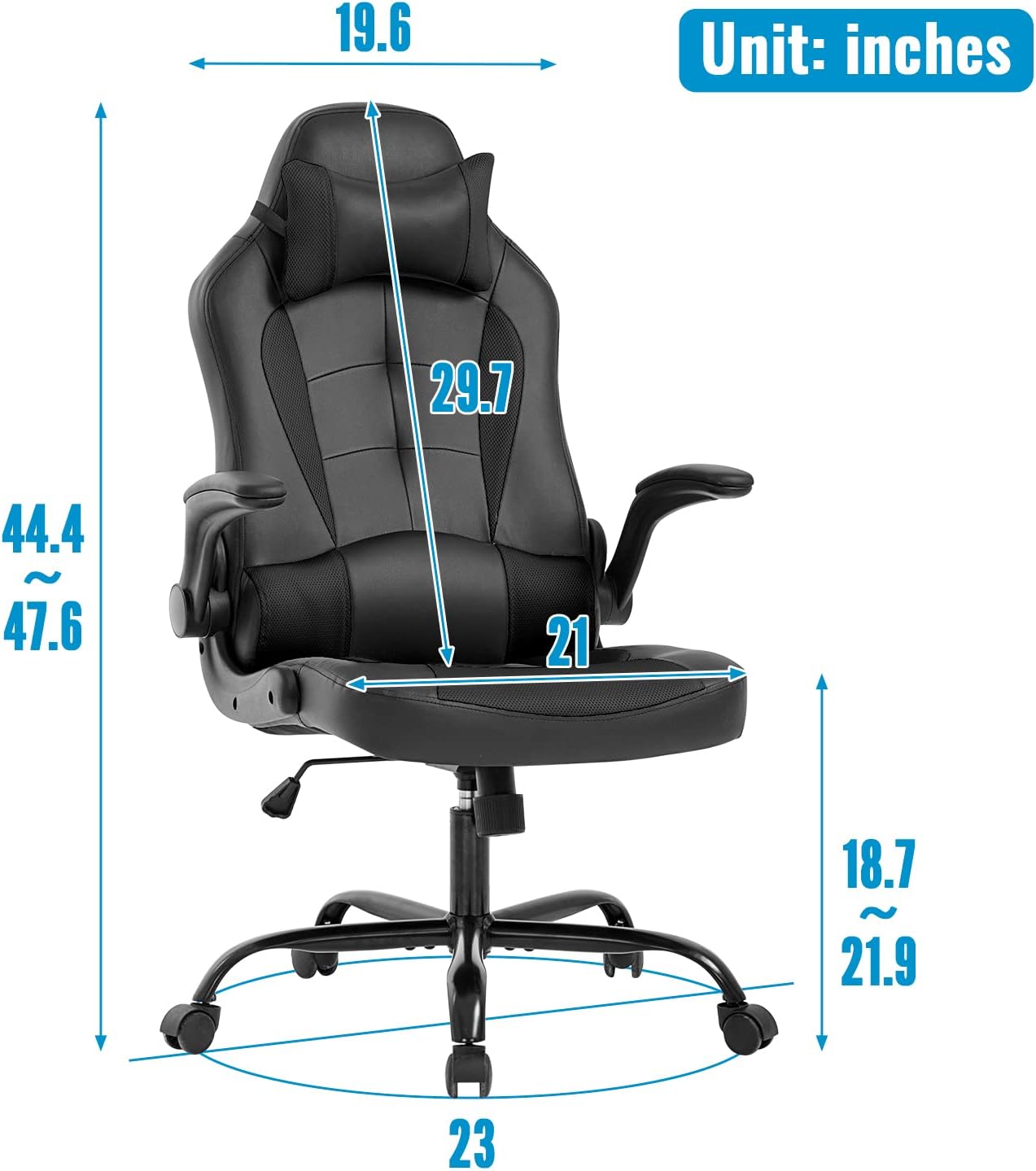 BestOffice PC Gaming Chair Ergonomic Office Chair Desk Chair with Lumbar Support Flip Up Arms Headrest PU Leather Executive High Back Computer Chair for Adults Women Men (White) - Grand Goldman