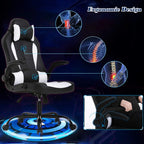 BestOffice PC Gaming Chair Ergonomic Office Chair Desk Chair with Lumbar Support Flip Up Arms Headrest PU Leather Executive High Back Computer Chair for Adults Women Men (White) - Grand Goldman