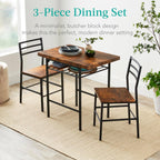Best Choice Products 3-Piece Modern Dining Set, Space Saving Dinette for Kitchen, Dining Room, Small Space w/Steel Frame, Built-in Storage Rack - Brown - Grand Goldman