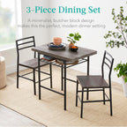 Best Choice Products 3-Piece Modern Dining Set, Space Saving Dinette for Kitchen, Dining Room, Small Space w/Steel Frame, Built-in Storage Rack - Brown - Grand Goldman