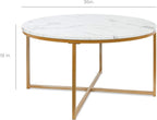 Best Choice Products 36in Faux Marble Accent Table, Modern End Table, Large Coffee Table Home Decor for Living Room, Dining Room, Tea, Coffee w/Metal Frame, Foot Caps, Designer - White/Gold - Grand Goldman