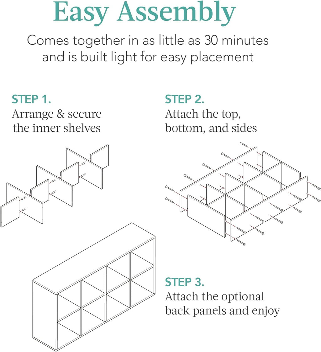 Best Choice Products 8-Cube Storage Organizer, 11in Shelf Opening, Bookcase, Display Shelf, Customizable w/ 3 Removable Back Panels – White - Grand Goldman