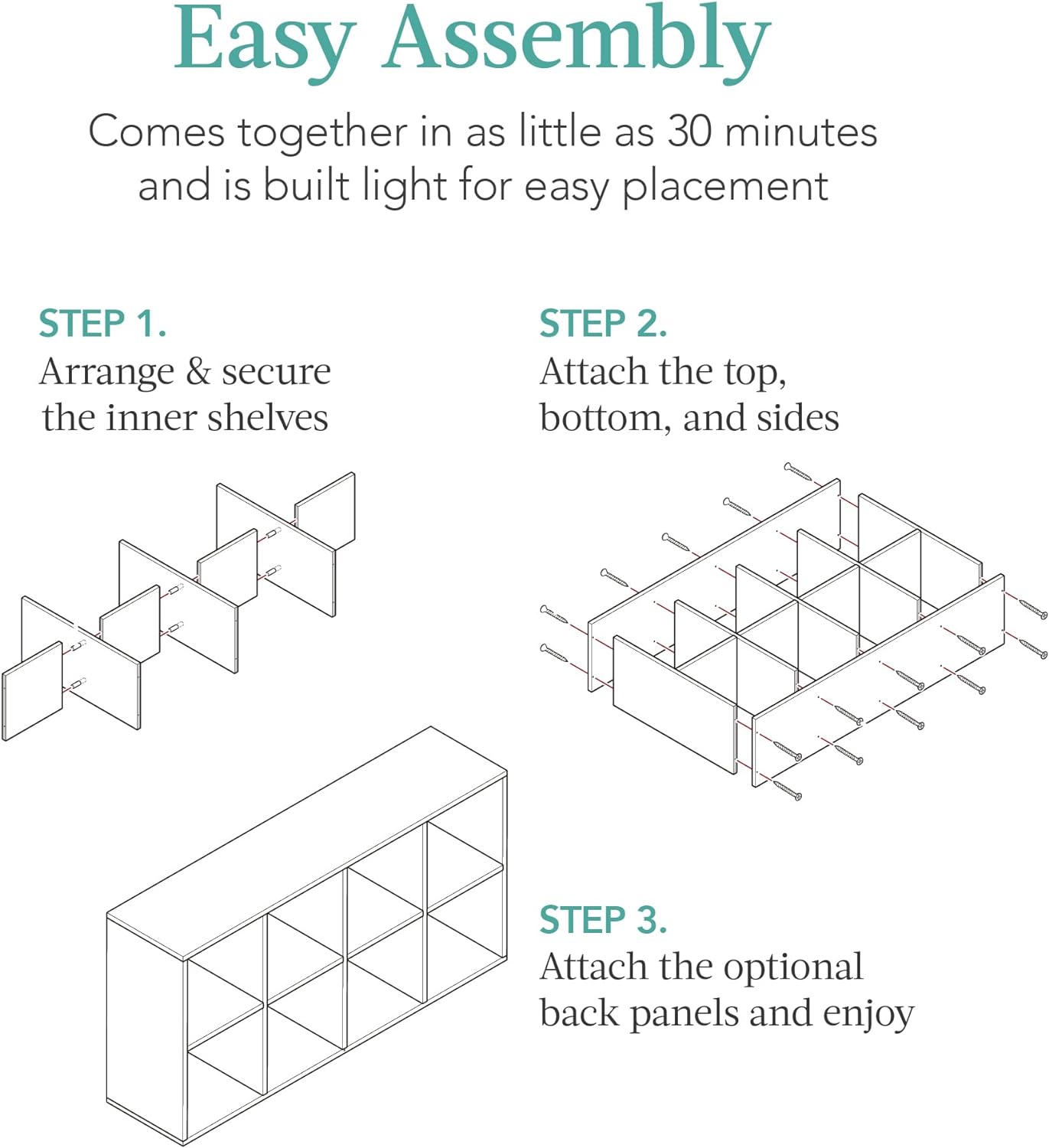 Best Choice Products 8-Cube Storage Organizer, 11in Shelf Opening, Bookcase, Display Shelf, Customizable w/ 3 Removable Back Panels – White - Grand Goldman