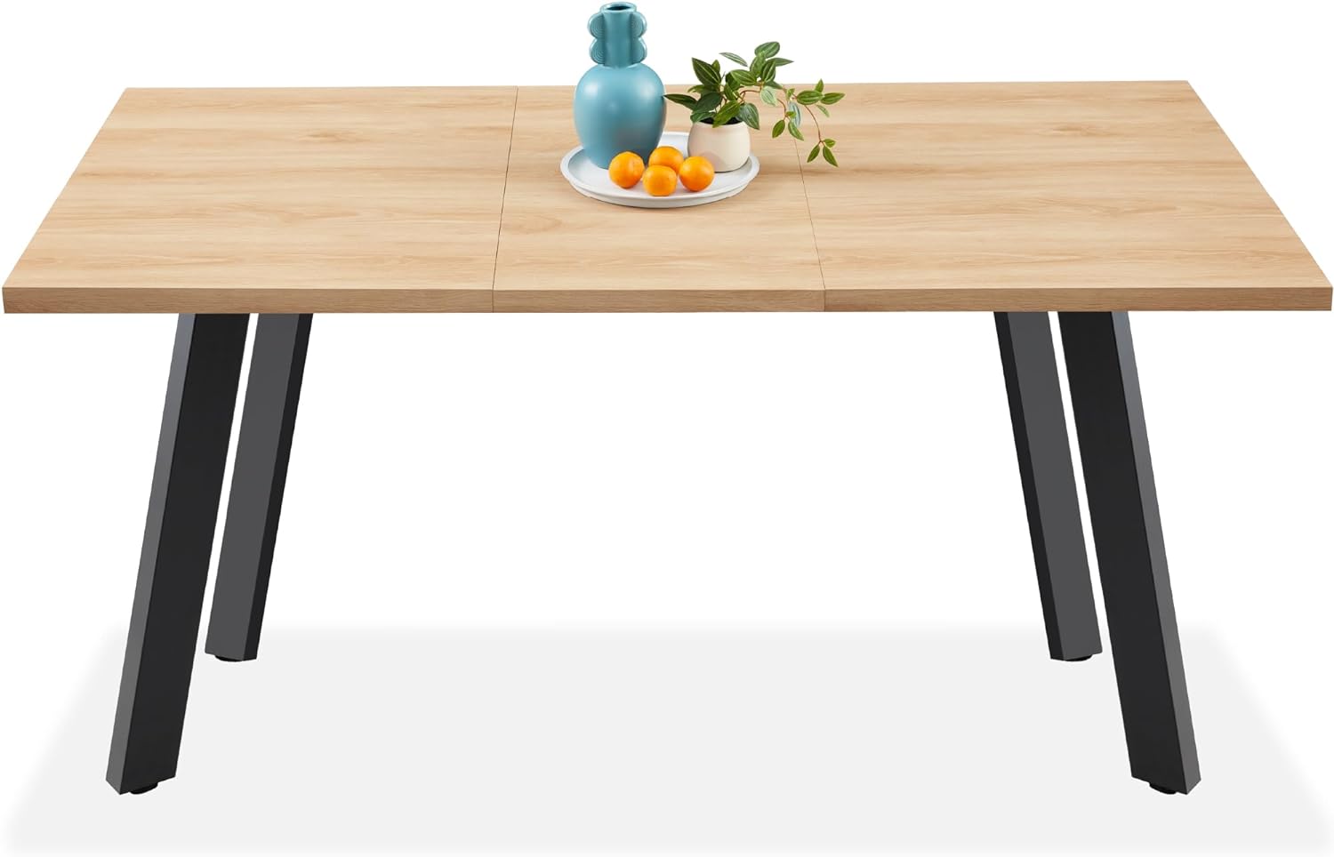 Best Choice Products Extendable Dining Table 47 to 63in Modern Large Expanding Kitchen Table up to 6 People w/Leaf Extension, 2 Locks, 132lb Capacity - Natural Oak - Grand Goldman