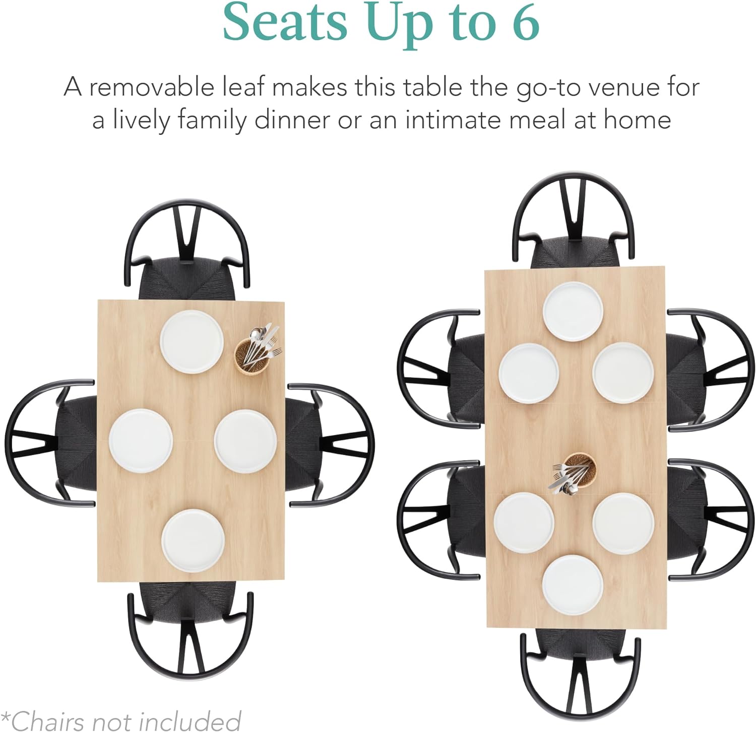 Best Choice Products Extendable Dining Table 47 to 63in Modern Large Expanding Kitchen Table up to 6 People w/Leaf Extension, 2 Locks, 132lb Capacity - Natural Oak - Grand Goldman
