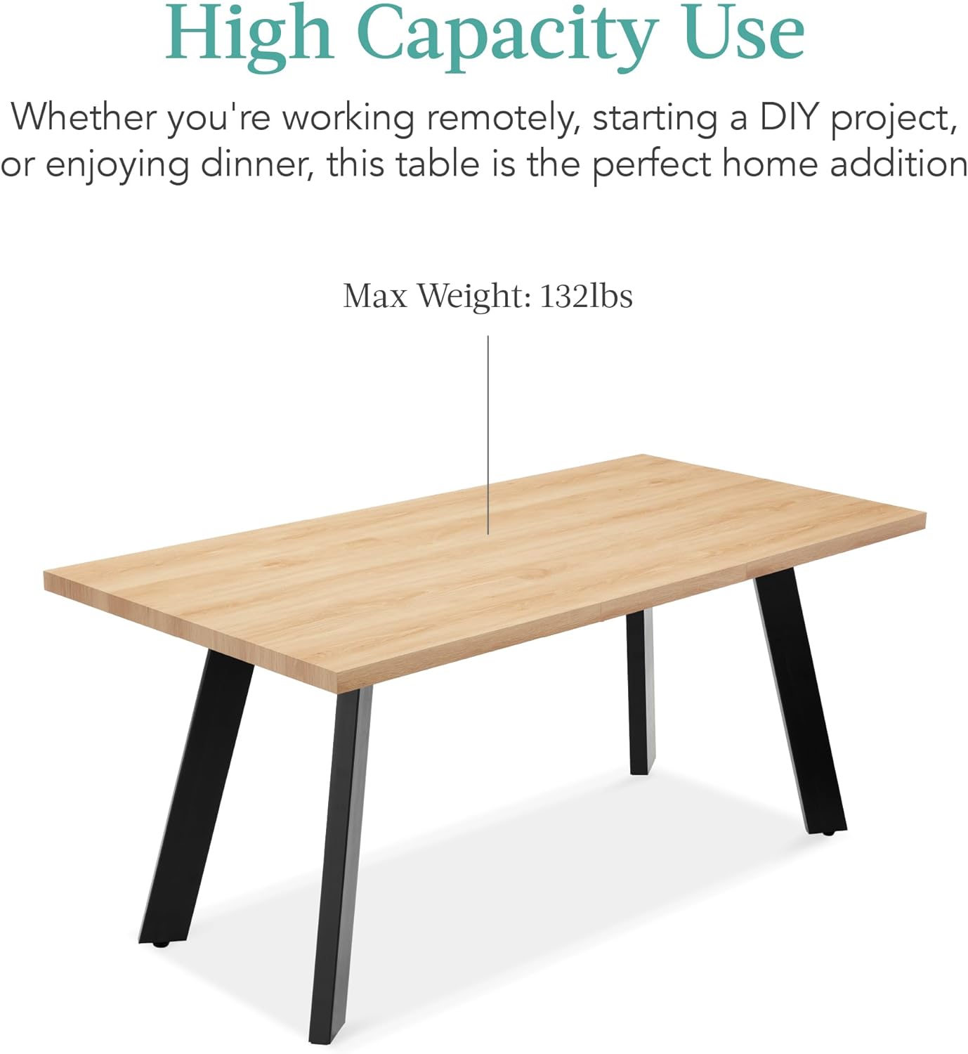 Best Choice Products Extendable Dining Table 47 to 63in Modern Large Expanding Kitchen Table up to 6 People w/Leaf Extension, 2 Locks, 132lb Capacity - Natural Oak - Grand Goldman