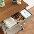 Best Choice Products Rolling Kitchen Island Cart, Single Door Cabinet w/Drawer, Sliding Tray, Hidden Outlet, Hooks, & Lockable Wheels - Olive Green - Grand Goldman