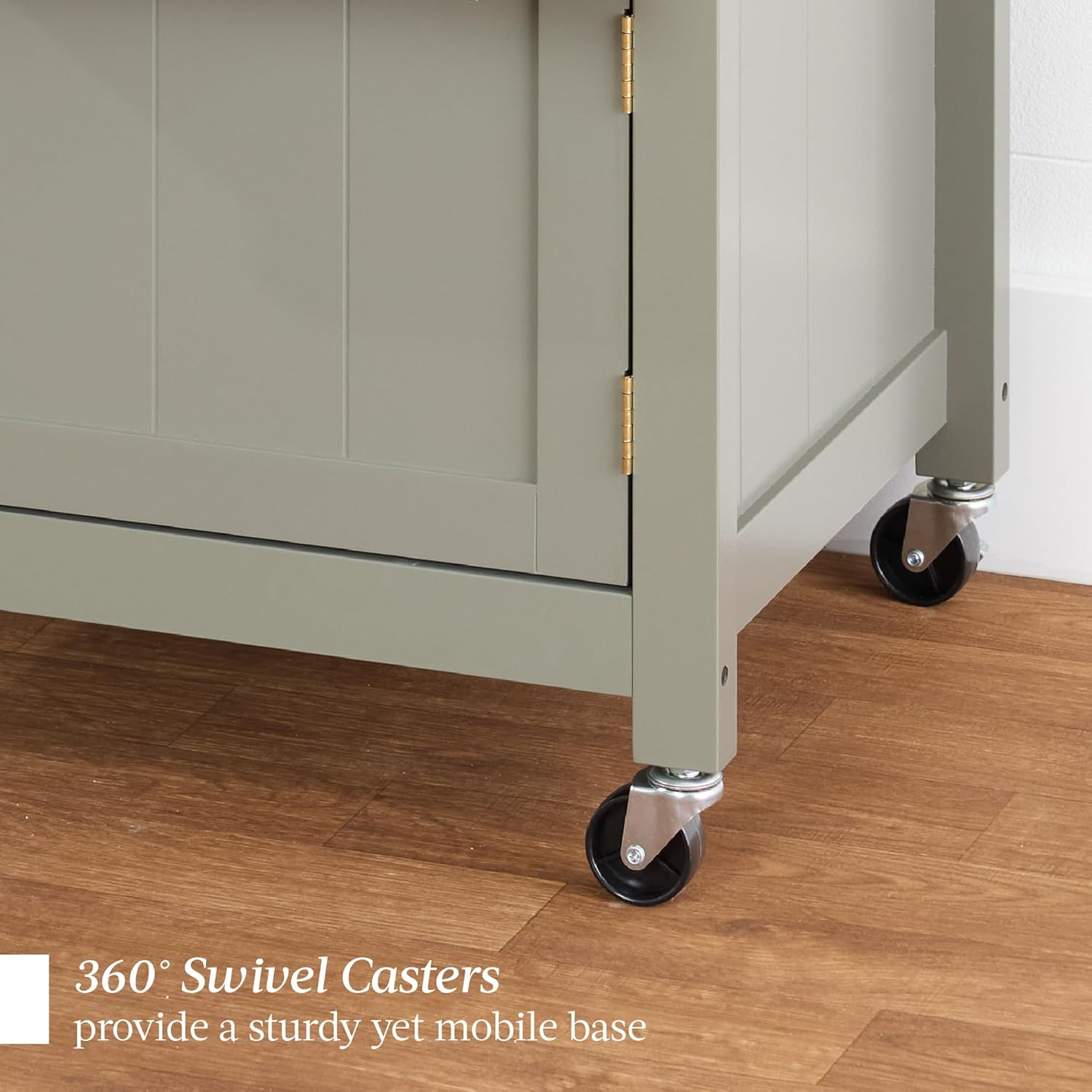 Best Choice Products Rolling Kitchen Island Cart, Single Door Cabinet w/Drawer, Sliding Tray, Hidden Outlet, Hooks, & Lockable Wheels - Olive Green - Grand Goldman