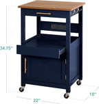 Best Choice Products Rolling Kitchen Island Cart, Single Door Cabinet w/Drawer, Sliding Tray, Hidden Outlet, Hooks, & Lockable Wheels - Olive Green - Grand Goldman