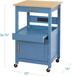 Best Choice Products Rolling Kitchen Island Cart, Single Door Cabinet w/Drawer, Sliding Tray, Hidden Outlet, Hooks, & Lockable Wheels - Olive Green - Grand Goldman