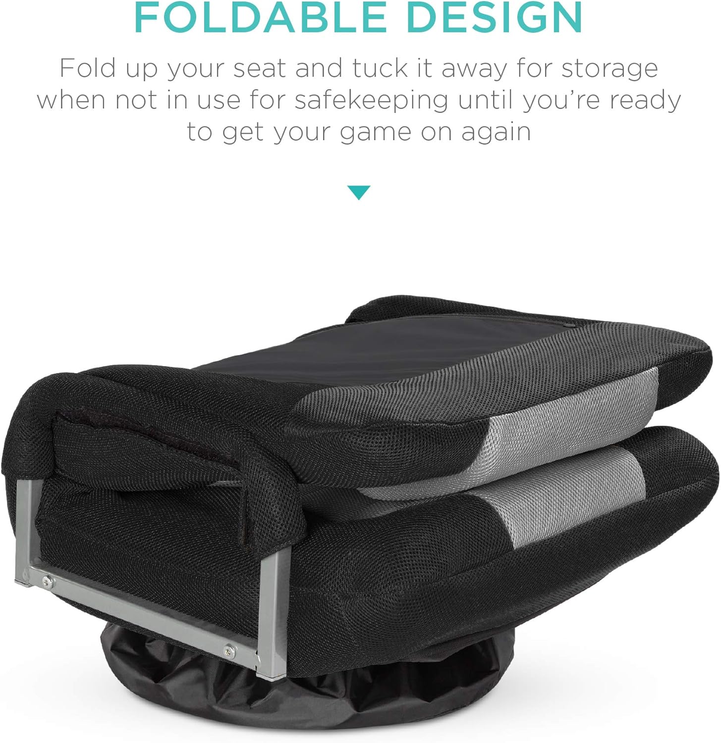 Best Choice Products Swivel Gaming Chair 360 Degree Multipurpose Floor Chair Rocker for TV, Reading, Playing Video Games w/Lumbar Support, Armrest Handles, Adjustable Foldable Backrest - Black/Blue - Grand Goldman