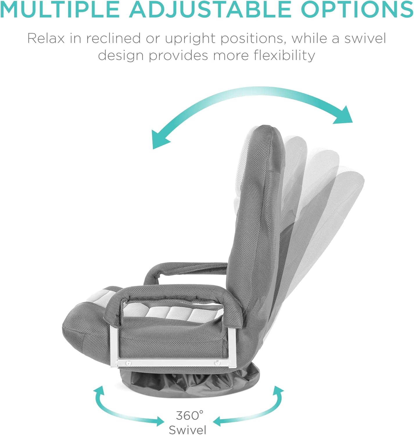 Best Choice Products Swivel Gaming Chair 360 Degree Multipurpose Floor Chair Rocker for TV, Reading, Playing Video Games w/Lumbar Support, Armrest Handles, Adjustable Foldable Backrest - Black/Blue - Grand Goldman