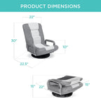 Best Choice Products Swivel Gaming Chair 360 Degree Multipurpose Floor Chair Rocker for TV, Reading, Playing Video Games w/Lumbar Support, Armrest Handles, Adjustable Foldable Backrest - Black/Blue - Grand Goldman