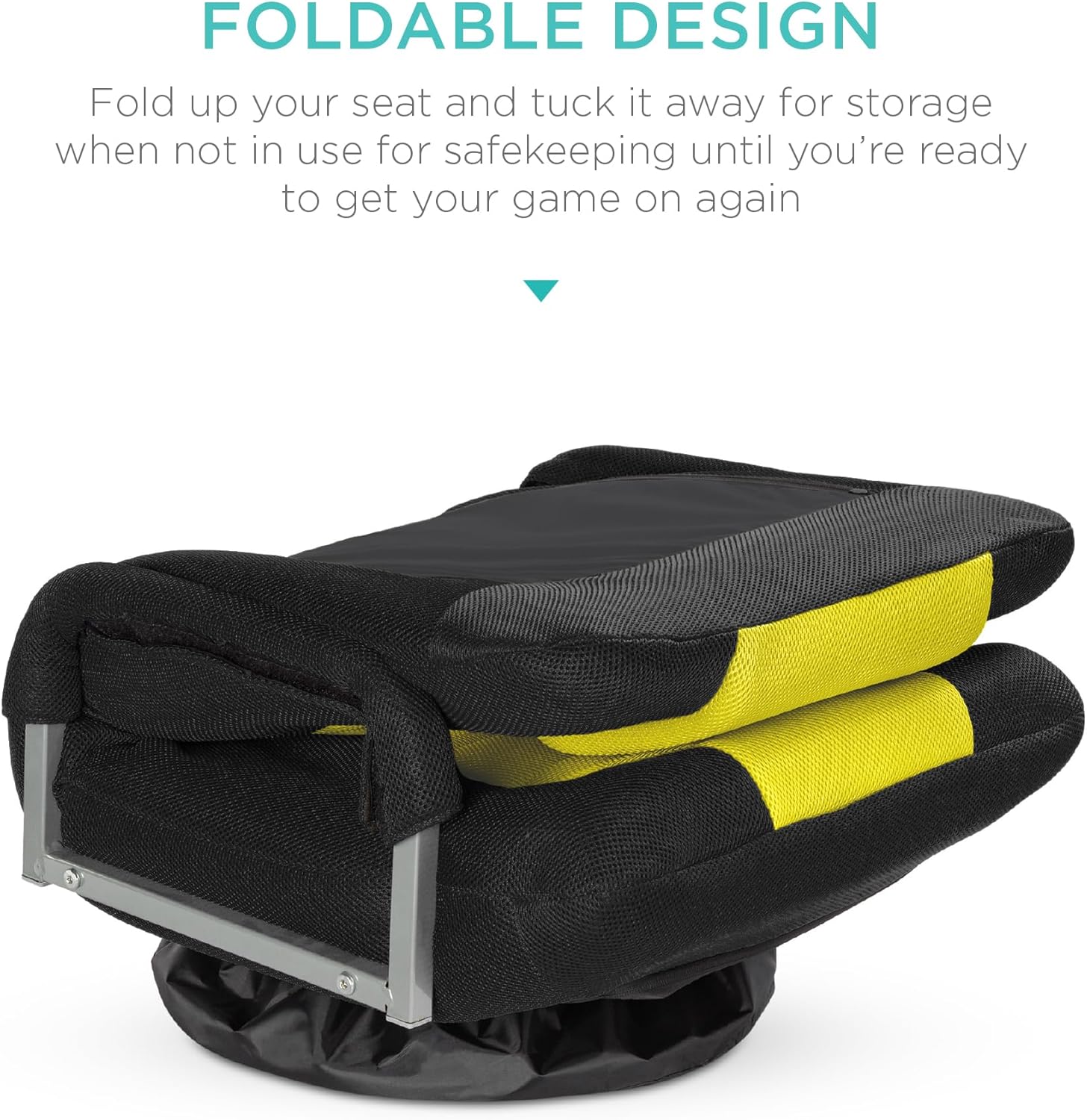 Best Choice Products Swivel Gaming Chair 360 Degree Multipurpose Floor Chair Rocker for TV, Reading, Playing Video Games w/Lumbar Support, Armrest Handles, Adjustable Foldable Backrest - Black/Blue - Grand Goldman