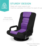 Best Choice Products Swivel Gaming Chair 360 Degree Multipurpose Floor Chair Rocker for TV, Reading, Playing Video Games w/Lumbar Support, Armrest Handles, Adjustable Foldable Backrest - Black/Blue - Grand Goldman