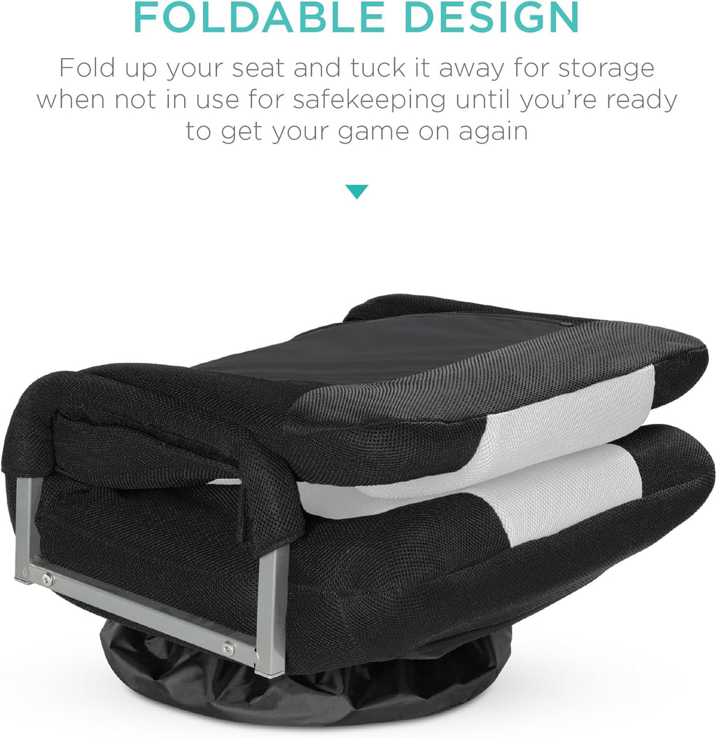 Best Choice Products Swivel Gaming Chair 360 Degree Multipurpose Floor Chair Rocker for TV, Reading, Playing Video Games w/Lumbar Support, Armrest Handles, Adjustable Foldable Backrest - Black/Blue - Grand Goldman