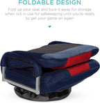 Best Choice Products Swivel Gaming Chair 360 Degree Multipurpose Floor Chair Rocker for TV, Reading, Playing Video Games w/Lumbar Support, Armrest Handles, Adjustable Foldable Backrest - Black/Blue - Grand Goldman