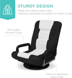 Best Choice Products Swivel Gaming Chair 360 Degree Multipurpose Floor Chair Rocker for TV, Reading, Playing Video Games w/Lumbar Support, Armrest Handles, Adjustable Foldable Backrest - Black/Blue - Grand Goldman