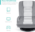 Best Choice Products Swivel Gaming Chair 360 Degree Multipurpose Floor Chair Rocker for TV, Reading, Playing Video Games w/Lumbar Support, Armrest Handles, Adjustable Foldable Backrest - Black/Blue - Grand Goldman