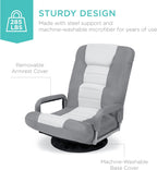 Best Choice Products Swivel Gaming Chair 360 Degree Multipurpose Floor Chair Rocker for TV, Reading, Playing Video Games w/Lumbar Support, Armrest Handles, Adjustable Foldable Backrest - Black/Blue - Grand Goldman