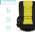 Best Choice Products Swivel Gaming Chair 360 Degree Multipurpose Floor Chair Rocker for TV, Reading, Playing Video Games w/Lumbar Support, Armrest Handles, Adjustable Foldable Backrest - Black/Blue - Grand Goldman