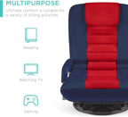 Best Choice Products Swivel Gaming Chair 360 Degree Multipurpose Floor Chair Rocker for TV, Reading, Playing Video Games w/Lumbar Support, Armrest Handles, Adjustable Foldable Backrest - Black/Blue - Grand Goldman
