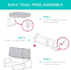 Best Choice Products Upholstered Sectional Sofa for Home, Apartment, Dorm, Bonus Room, Compact Spaces w/Chaise Lounge, 3-Seat, L-Shape Design, Reversible Ottoman Bench, 680lb Capacity - Blue/Gray - Grand Goldman