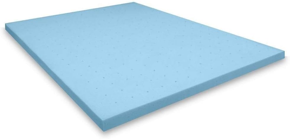 Best Price Mattress 1.5 Inch Ventilated Memory Foam Mattress Topper, Cooling Gel Infusion, CertiPUR-US Certified, Queen Blue - Grand Goldman