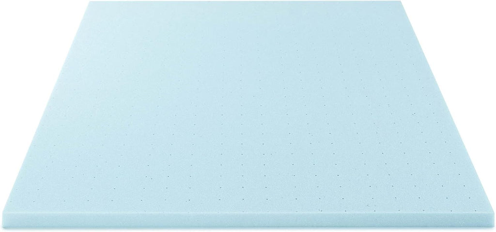 Best Price Mattress 1.5 Inch Ventilated Memory Foam Mattress Topper, Cooling Gel Infusion, CertiPUR-US Certified, Queen Blue - Grand Goldman