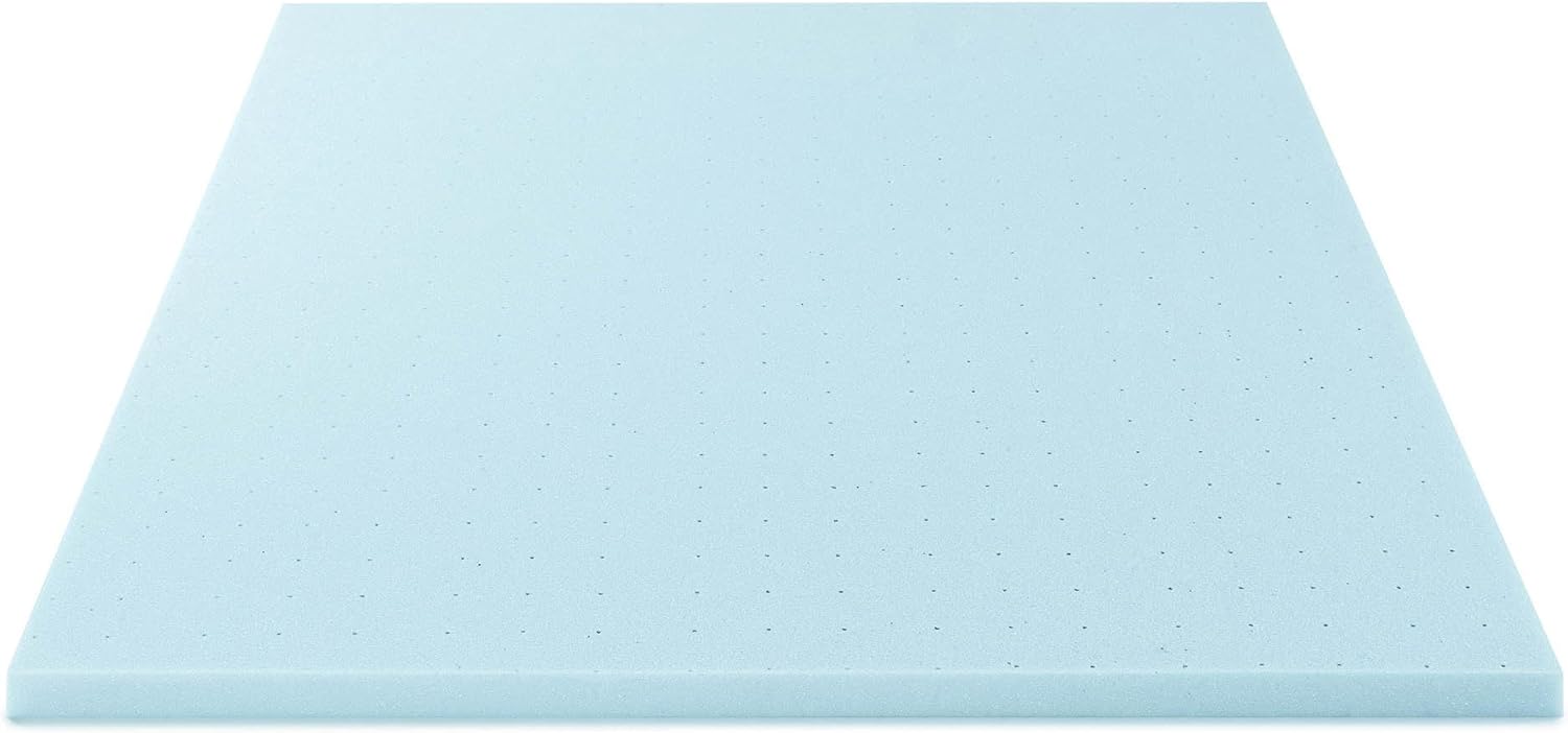 Best Price Mattress 1.5 Inch Ventilated Memory Foam Mattress Topper, Cooling Gel Infusion, CertiPUR-US Certified, Queen Blue - Grand Goldman