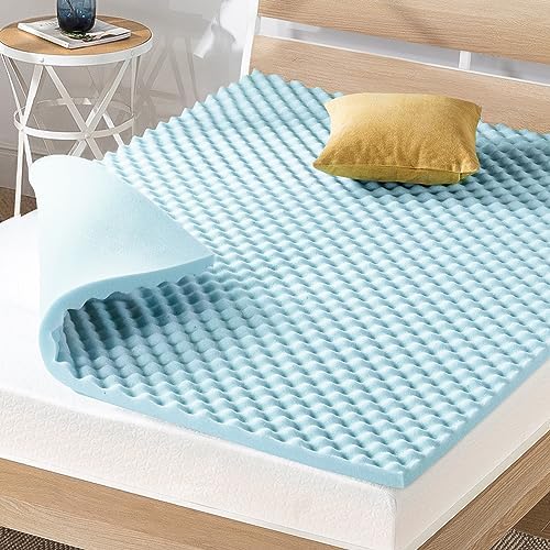 Best Price Mattress 2 Inch Egg Crate Memory Foam, Cooling Gel Infusion, Twin Mattress Topper, Blue (ECMF-GM2T) - Grand Goldman