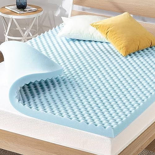 Best Price Mattress 2 Inch Egg Crate Memory Foam, Cooling Gel Infusion, Twin Mattress Topper, Blue (ECMF-GM2T) - Grand Goldman