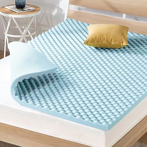 Best Price Mattress 2 Inch Egg Crate Memory Foam, Cooling Gel Infusion, Twin Mattress Topper, Blue (ECMF-GM2T) - Grand Goldman