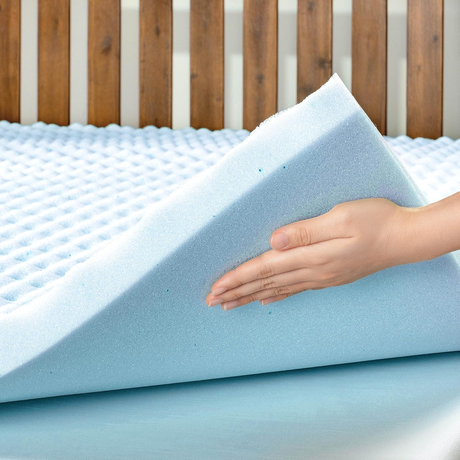 Best Price Mattress 2 Inch Egg Crate Memory Foam, Cooling Gel Infusion, Twin Mattress Topper, Blue (ECMF-GM2T) - Grand Goldman
