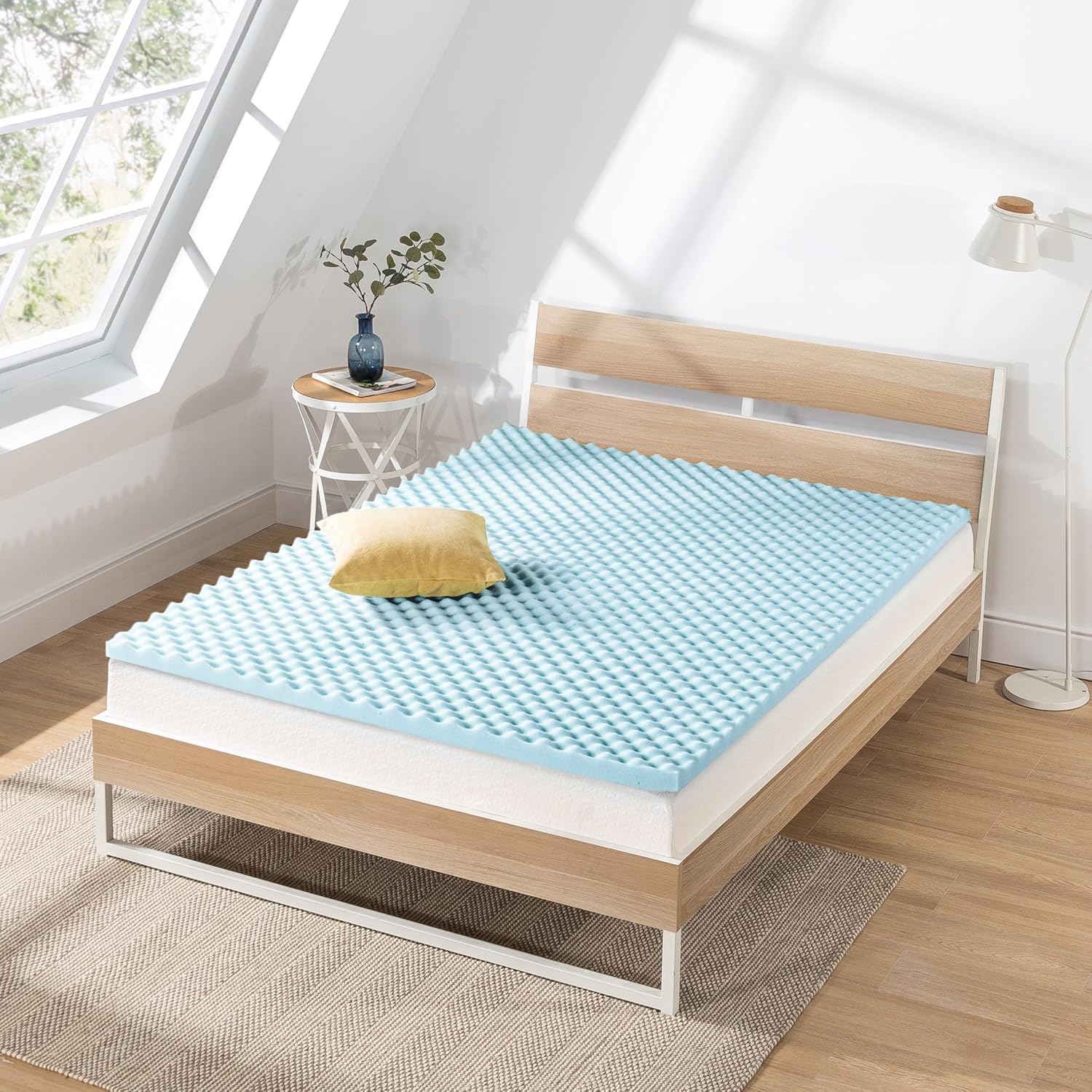 Best Price Mattress 2 Inch Egg Crate Memory Foam, Cooling Gel Infusion, Twin Mattress Topper, Blue (ECMF-GM2T) - Grand Goldman