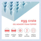 Best Price Mattress 2 Inch Egg Crate Memory Foam, Cooling Gel Infusion, Twin Mattress Topper, Blue (ECMF-GM2T) - Grand Goldman