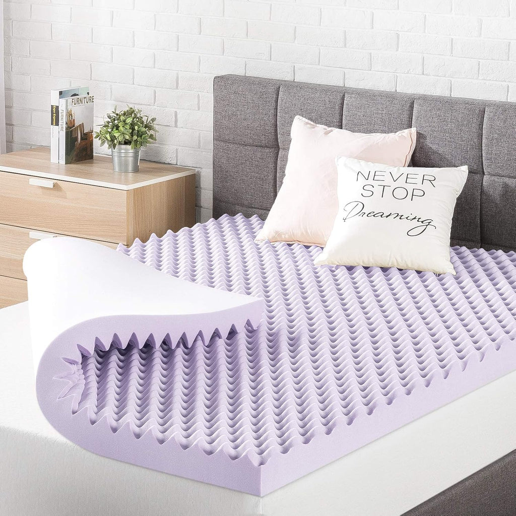 Best Price Mattress 3 Inch Egg Crate Memory Foam Mattress Topper with Soothing Lavender Infusion, CertiPUR-US Certified, Twin - Grand Goldman