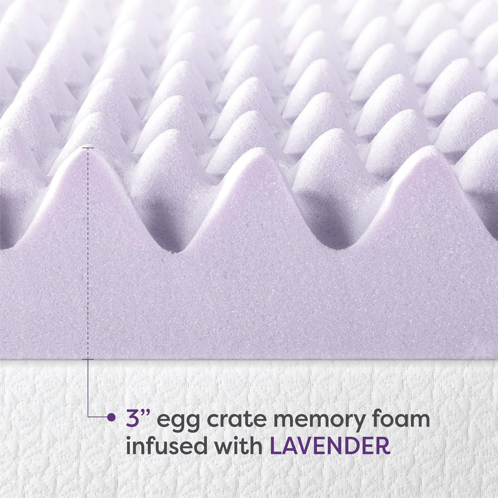 Best Price Mattress 3 Inch Egg Crate Memory Foam Mattress Topper with Soothing Lavender Infusion, CertiPUR-US Certified, Twin - Grand Goldman