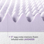Best Price Mattress 3 Inch Egg Crate Memory Foam Mattress Topper with Soothing Lavender Infusion, CertiPUR-US Certified, Twin - Grand Goldman